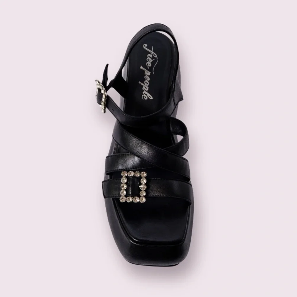 Free People Brooklyn Ankle Strap Platform Sandal in Black